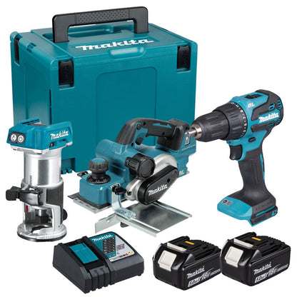 Makita DLX3193TJ 18V LXT Brushless 3 Piece Combo Kit With 2 x 5.0Ah Battery, Charger In Case